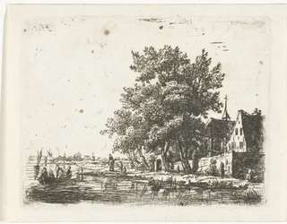 Trekschuit bei einem Kloster