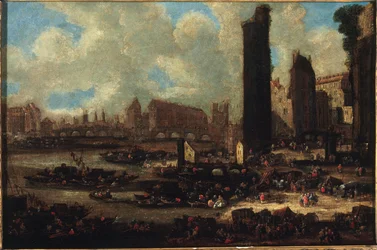Der Pont-Neuf, die Cité, der Turm und das Tor von Nesle, um 1650