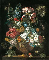 Oktober, aus Die zwölf Monate der Blumen, ein Blumenkalender von Stillleben