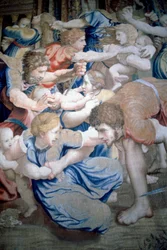 Detail eines Wandteppichs, der das Massaker der Unschuldigen darstellt, um 1520-31