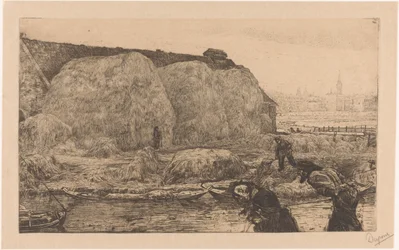 Bauernhof mit Heuschobern am Jaagpad in Amsterdam