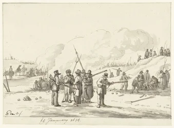 Lager von Bürgern in den Dünen von Nordholland, 19. Januar 1814