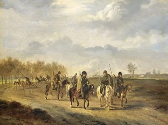 Kosaken auf einer Landstraße bei Bergen in Nordholland