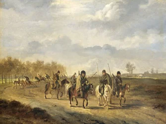 Kosaken auf einer Landstraße bei Bergen in Nordholland, 1813