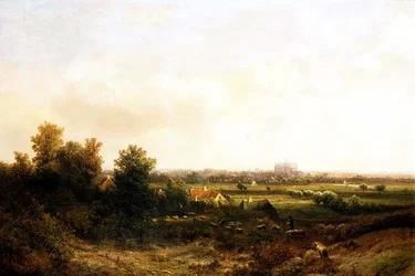 Ein Schäfer und seine Herde in der Nähe von Haarlem