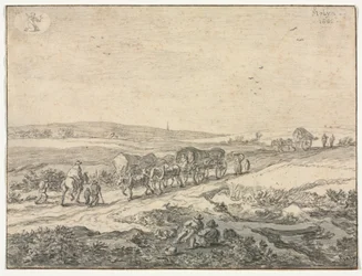 August: Landschaft mit Wagen