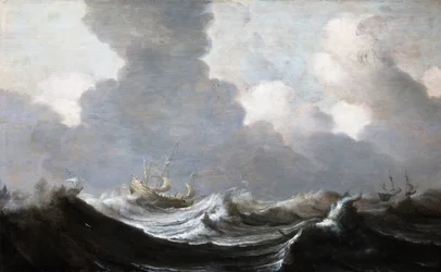 Vier Schiffe vor einem Sturm