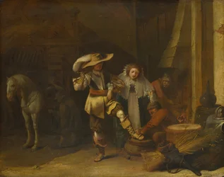 Ein Mann und eine Frau in einem Stallhof, 1630er Jahre