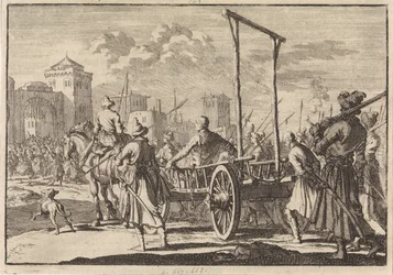 Ankunft von Stepan Razin und seinem Bruder Frol in einem Eisenkäfig in Moskau, 1671, 1698