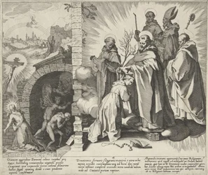 Katharina betend / Vision von Katharina / Katharina wird Dominikanerin (Scènes uit het leven en wonderen van de Heilige Catharina van Siena)