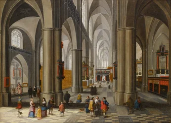 Innenansicht einer Kathedrale mit Figuren