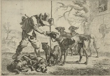 Jäger mit sieben Hunden