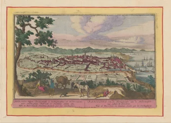 Ansicht der Stadt Barcelona (Barcelona, van de Kartaginensers aan de Middelandsche Zee gestigt, in Katalonie) (Theatrum Hispaniae)