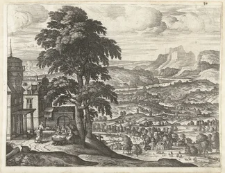Abraham voedet die drei Engel (Landschaften mit dem Bericht von Abraham)