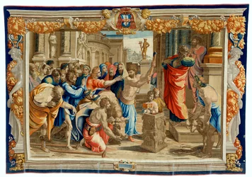 Wandteppich aus dem 17. Jahrhundert, der das Opfer von Lystra darstellt