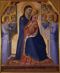 Madonna und Kind auf dem Thron mit Engeln, 1340