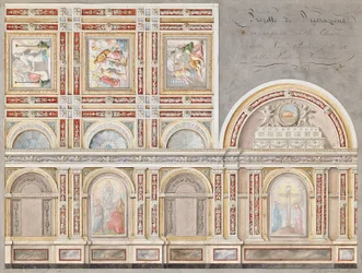 Studie des Freskos von Giacomo Cordella im Inneren der Chiesa della Pieta, Fermo