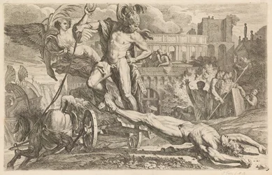 Achilles schleppt den Körper von Hector um die Mauern von Troja