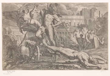 Achilles mit dem Leichnam von Hector hinter seinem Triumphwagen