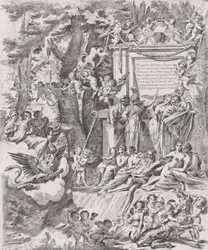 Eine Allegorie zu Ehren der Ankunft von Kardinal Franciotti als Bischof von Lucca, 1680-1700