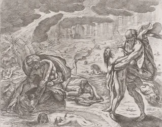 Die Sintflut, Figuren werden aus dem Wasser gezogen