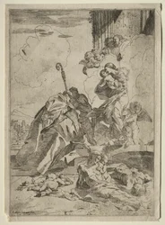 Drei Lucchezer Heilige, die bei der Jungfrau für die Opfer der Pest Fürsprache einlegen, ca. 1630-31
