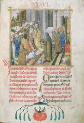 Krönung des Königs von Polen, Überreichung der Insignien der Macht aus dem Pontifikale von Bischof Erasmus Ciolek, ca. 1510