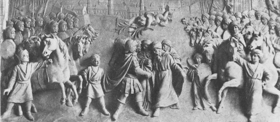 Relief von Johann III. Sobieski erhält die Kapitulation der türkischen Truppen nach dem Sieg in der Schlacht von Wien (Marmor)