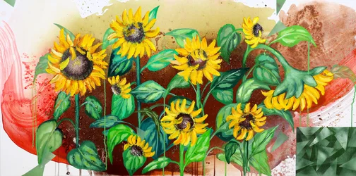 Lebendiges Sonnenblumenfeld