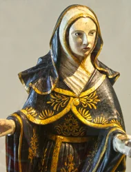 Geschnitzte Statue der Jungfrau Maria, Portugal ca. 1462