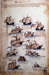 Manuskriptseite: Erinnerungen an die Armada von Portugal unter König Manuel I.
