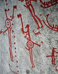 Nordische Bronzezeit: Jäger, Felszeichnungen in Tanum, Schweden