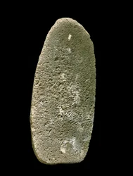 Vorgeschichte: Steinwerkzeug zum Mahlen von Weizen. Jungsteinzeit. Umbrien, Italien. Perugia, Nationales Archäologisches Museum von Umbrien