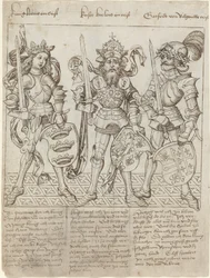 König Artus, Karl der Große und Gottfried von Bouillon
