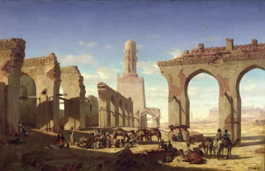 Ruinen der Moschee des Kalifen El Haken, Kairo, ca. 1840