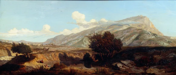 Ansicht des heiligen Berges. Landschaft des Macchia im Süden. Gemälde von Prosper Joseph Gresy (1804-1874) 19. Jahrhundert Aix en Provence, Musee Granet