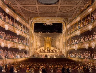 Covent Garden Theatre, aus Microcosm of London von R. Ackermann, 1808