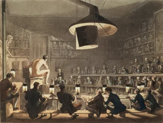 Zeichnen nach dem Leben an der Royal Academy, graviert von Richard Banks Harraden