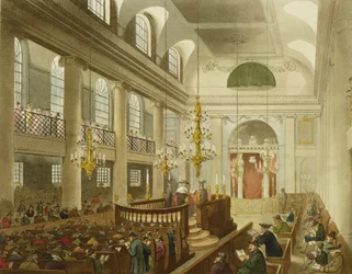 Synagoge, Dukes Place, Houndsditch, aus Ackermanns 