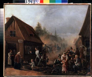Szene aus dem Russisch-Französischen Krieg 1812. Gemälde von Pyotr Ilyich Baykov (1817-?)