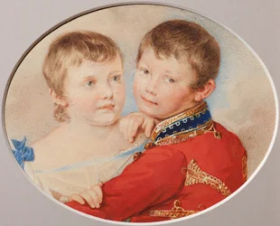 Porträt des Kronprinzen Alexander Nikolajewitsch und der Großfürstin Maria Nikolajewna als Kinder, 1825