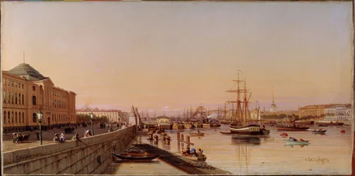 Sommerabend am Ufer der Newa, nahe der Kunstakademie von Sankt Petersburg