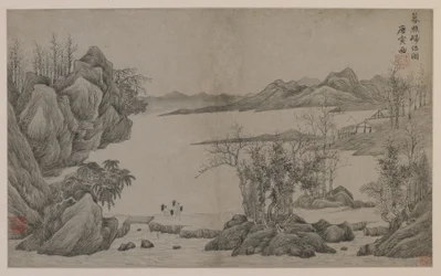 Flusslandschaft und Holzsammler