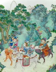 Detail (von einem Paar kaiserlicher Famille-Rose-Vasen)