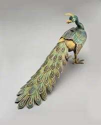 Cloisonné-Räuchergefäß in Pfauenform