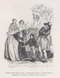 Er stieg auf wie diese kleinen Seeungeheuer, die die Brunnen schmücken, aus dem Kleinen Elend, 1843