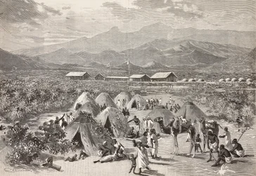 Zelte des Flüchtlingslagers von Zula, Arafali, Eritrea (Stich)