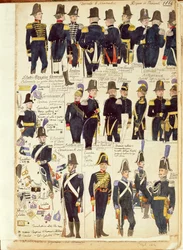 Uniformen der piemontesischen Armee von 1814. Farbtafel von Cenni Quinto