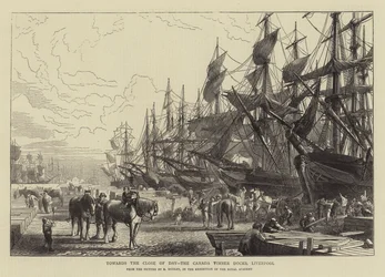 Gegen Ende des Tages, die Kanada-Holzdocks, Liverpool