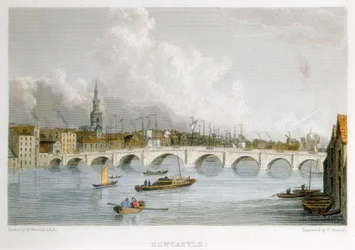 Steinbogenbrücke über den Tyne in Newcastle-upon-Tyne, England, ca. 1830